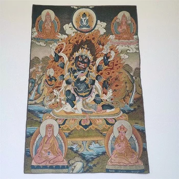 Тибетский Будда Тханка, вышитая парчовая роспись, шестирукая Маха, изысканное домашнее религиозное украшение, благоприятная Тханка