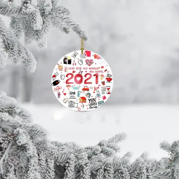 Украшения Подвеска для украшения вывески Рождественская подвеска 2021 года Деревянная Рождественская круглая В Рождественском стиле