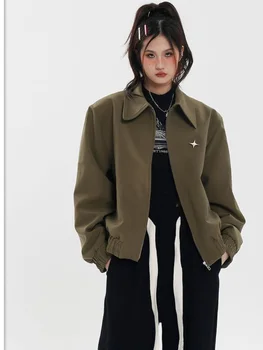 Универсальная винтажная куртка-бомбер в готическом стиле, женские пальто-кардиганы в корейском стиле харадзюку, модная свободная уличная одежда, женские куртки в стиле панк, верхняя одежда