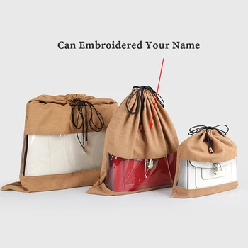 Фланелевая сумка с вышитым на заказ названием, Пылезащитная сумка, Прозрачная сумка роскошного бренда, одежда для хранения Игрушек, упаковка, Сумка на шнурке