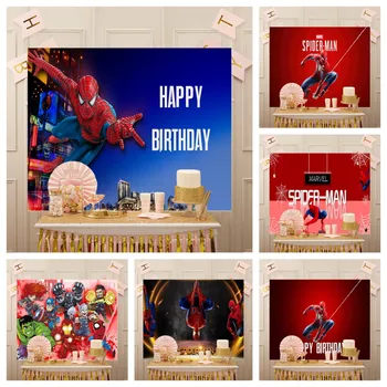 Фоны для вечеринок Super Heros Мальчики Детский день рождения Фотография Фон Ткань Настенное Игровое украшение Тематические Принадлежности