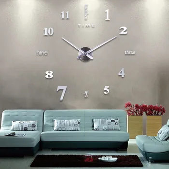 Функция Акриловые минималистичные настенные часы Современные настенные часы своими руками 3d Декоративная наклейка на зеркальную поверхность Декор для домашнего офиса Настенные часы