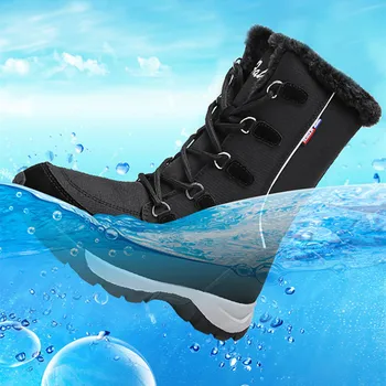 Хлопчатобумажная обувь на толстой подошве, женские лыжные ботинки с длинной трубкой, бархатные теплые повседневные кроссовки на шнуровке, зимние виды спорта на открытом воздухе