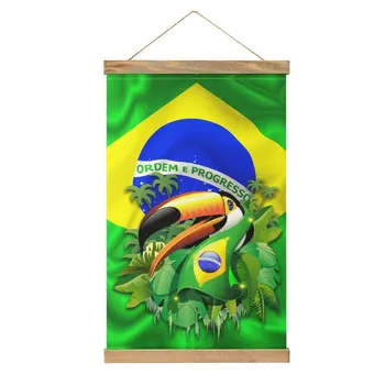 Холст, висящая картина Токо Тукан на флаге Бразилии, уникальный повседневный стиль развешивания картин на вешалке