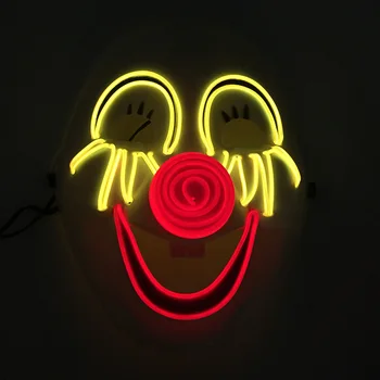 Хэллоуин неоновые светящиеся улыбающиеся маски световой индикатор клоун Маска загораются Rave партии Маска костюм реквизит 0