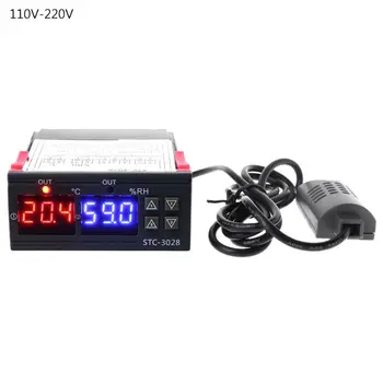 Цифровой регулятор температуры и влажности Термостат Humidistat с двойным дисплеем переменного тока 110V 220V 10A для инкубатора, теплицы для разведения животных