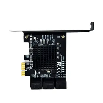 Черная 6-портовая карта расширения SATA 3.0 к PCIe, адаптер PCI для Express SATA, конвертер SATA 3 с радиатором для жесткого диска