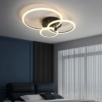 Черная / золотая современная светодиодная люстра для гостиной, спальни, кабинета, Простая люстра с круглыми светильниками lampadario
