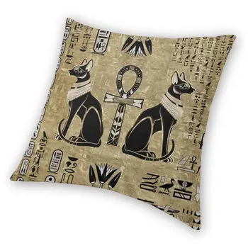Чехол для подушки Bastet с двусторонней печатью Египетских кошек и креста Анкх, напольная наволочка для автомобиля, изготовленная на заказ, Украшение наволочки
