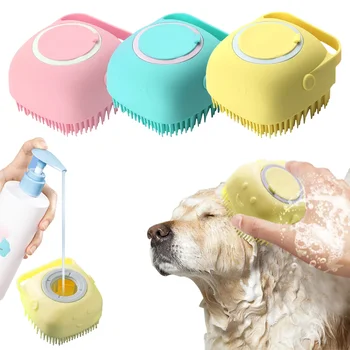 Щетка для мытья собак в ванной, щетка для мытья домашних животных и шампуня, расческа для ухода за шерстью, Силиконовая Расческа для чистки шерсти собак, аксессуары для собак