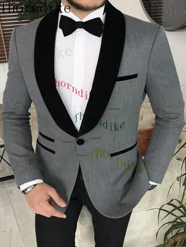 Элегантные мужские костюмы Thorndike Grey с отворотом в виде шали, приталенный свадебный деловой смокинг, сшитый на заказ из двух частей (пиджак + брюки)