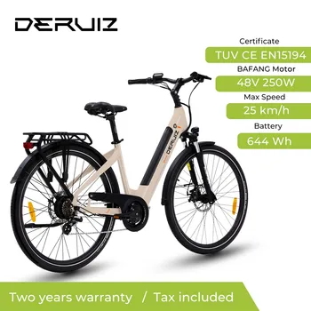 Электрический велосипед DERUIZ 28-дюймовый велосипед Ebike 250 Вт Мотор Bafang 48 В 13,4 АЧ Аккумуляторная батарея для женщин и мужчин, электровелосипед