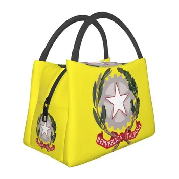Эмблема Италии, изолированные сумки для ланча для женщин, итальянский флаг, портативный кулер, термос для еды, ланч-бокс для работы и путешествий 0