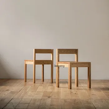 Японские обеденные стулья Кухонная мебель Мебель для дома из массива дуба Простой дизайнерский стул для макияжа с одной спинкой для спальни