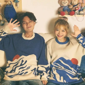 Японский свитер с круглым вырезом от бренда ins tide для мужчин и женщин, осенняя корейская версия трендового свободного свитера wild lazy для пары