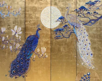 бэйбэхан, большой художник-модельер на стене с павлином, сотня птиц, к новым китайским фоновым обоям для стен