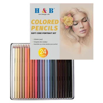 набор цветных карандашей для рисования 24-цветными персонажами, набор цветных карандашей для портретной ручной росписи, принадлежности для художественной живописи