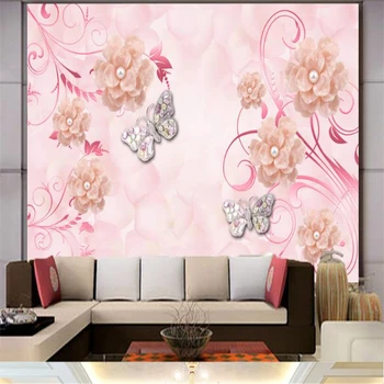 обои beibehang для стен, изготовленные на заказ современные обои, цветок бабочки, цветок любви, фон для телевизора, настенные фрески, обои