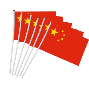 14x21cm 10шт Маленький китайский флаг, размахивающие вручную флаги с Пластиковыми Флагштоками, Парад Активности, Спортивное Украшение дома NC005 1