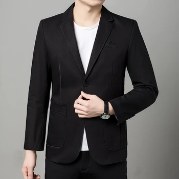 2023 новая мужская хлопковая корейская версия, модный деловой джентльмен в британском стиле, повседневный тонкий свадебный блейзер 1
