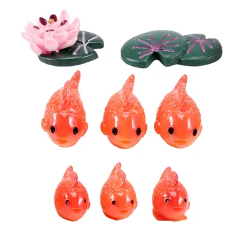 8 шт./лот, миниатюрные фигурки красных рыб, декоративные мини-сказочные садовые животные, украшения для микроландшафта из мха, детская игрушка из смолы 1