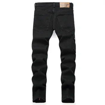 ABOORUN Мужские джинсы в стиле панк с вышивкой готическими буквами Джинсовые брюки Уличная одежда Стрейчевые брюки для мужчин 1