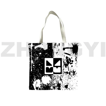 Angry Geometry Dash 3D Складная сумка для покупок, женские ручные сумки, кавайная холщовая сумка, сумки-тоут для женщин, подростковая сумка из аниме на плечо 1