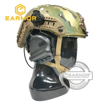 Earmor M31H Черные Тактические наушники для защиты слуха с шумоподавлением, авиационная гарнитура Softair для быстрого адаптера шлемов 1