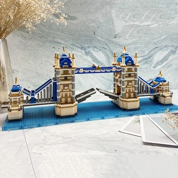 PZX 9919 Мировая Архитектура Лондонский Тауэрский Мост Река Темза 3D Мини Алмазные Блоки Кирпичи Строительная Игрушка Для Детей Подарок Без Коробки 1