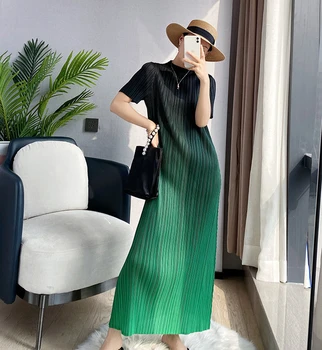 Pinkoz женские миди полосатые дизайнерские стильные свободные платья градиентного сине-зеленого цвета, повседневные женские летние модные платья robe de mujer vestidos 1