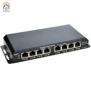 PoE-World Пассивное питание через Ethernet 8-портовый коммутатор Gigabit Ethernet PoE для Ubiquiti и Mikrotik с адаптером питания 48V120W 1