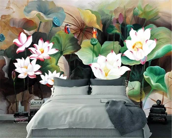 beibehang Обои на заказ 3D украшение дома живопись современная ручная роспись lotus обои для гостиной фон настенная роспись 1