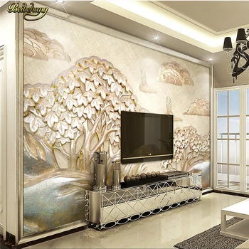 beibehang Пользовательские фотообои настенные фрески наклейки на стены роскошный золотой рельеф парусник дерево облако 3d телевизор настенная бумага de parede 1