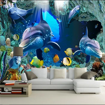 wellyu 3D подводный мир ТВ фоновая стена на заказ большая фреска зеленые обои papel de parede para quarto 1