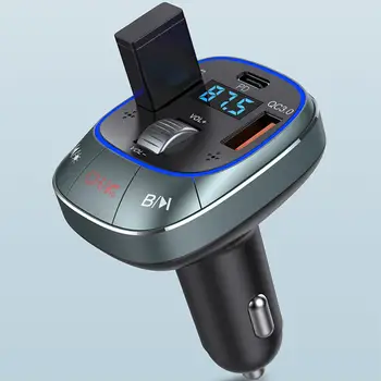 Автомобильный адаптер Bluetooth с двойным микрофоном, Быстрое зарядное устройство, Громкая связь, Низкое энергопотребление, музыкальный плеер V5.0, FM-передатчик для автомобиля 1