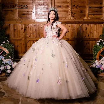 Бальное платье принцессы, пышные платья с цветочными аппликациями, милое платье 16, праздничное платье 1