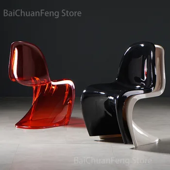 Дизайнерские обеденные стулья, креативная акриловая мебель для столовой из скандинавского пластика, табурет для макияжа Ghost Crystal, Прозрачное кресло 1