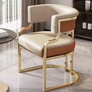 Дизайнерское кресло, Обеденный стул, Роскошные Золотые Напольные Мобильные Обеденные стулья, Скандинавская Кожаная Кухонная мебель Sedie Pranzo Moderne 1