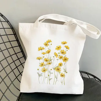 Женская сумка для покупок, сумка Cosmos Flowers, холщовая сумка для покупок в стиле харадзюку, женская сумка на плечо, женские сумки для путешествий, повседневные сумки для покупок 1