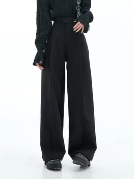 Женские черные широкие брюки, мешковатые готические Y2k, свободные повседневные длинные брюки с высокой талией, уличная Японская мода 2000-х, эстетика 1