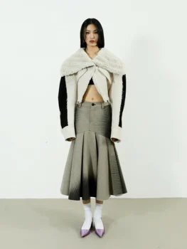 Женское шерстяное пальто Getspring Асимметрия, Короткое шерстяное пальто в тон, винтажное модное бежевое женское пальто и куртки, зима 1