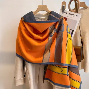 Зимний кашемировый шарф для женщин, шаль, роскошное теплое одеяло в клетку, толстый платок из пашмины, бандана Bufanda Design Echarpe 1