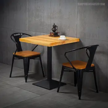 Изготовленный на заказ обеденный стол и стул из массива дерева в американском индустриальном стиле с музыкой, бар, ресторан, столик для чая с молоком 1