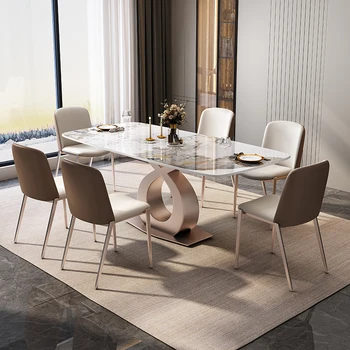 Импортный стол из каменной плиты современный простой легкий роскошный креативный прямоугольный стол в скандинавском стиле для гостиной маленькой семьи 1
