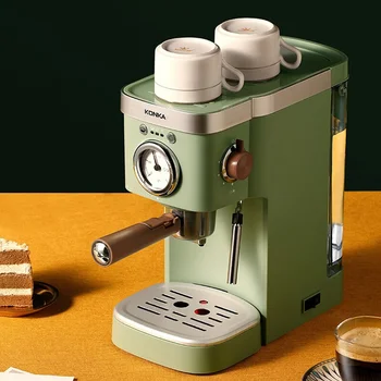 Итальянская кофемашина KONKA, вспениватель молока в зеленом стиле, кофеварка в порошковых капсулах для приготовления эспрессо, Кофейные напитки Maquina De Cafe 1