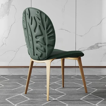 Итальянский Роскошный Кожаный Обеденный стул, Бытовая Современная спинка, стул из нержавеющей стали, Креативные стулья для гостиной, Мебель для дома 1
