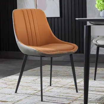 Итальянский минималистичный Вращающийся обеденный стул, Дизайнерский стул для домашнего стола, кожаный стул для ресторана в отеле, повседневный стул со спинкой 1