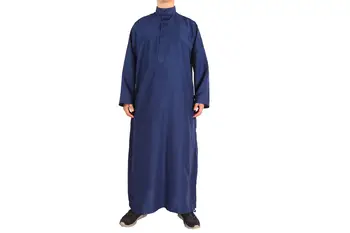 Кафтан Мусульманская мужская одежда со стоячим воротником, халат арабский с длинным рукавом 1