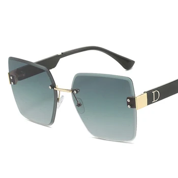 Квадратные солнцезащитные очки без оправы для женщин модные бескаркасные роскошные брендовые дизайнерские градиентные очки для мужчин V400 Очки унисекс 1