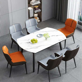 Кожаные Современные обеденные стулья Дизайнерский Металл Relax Роскошные обеденные стулья с тщеславием в стиле Фанк Офисные наборы для столовой Sedie Pranzo Moderne 1